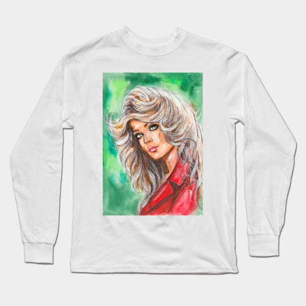 Farrah Fawcett Long Sleeve T-Shirt by Svetlana Pelin